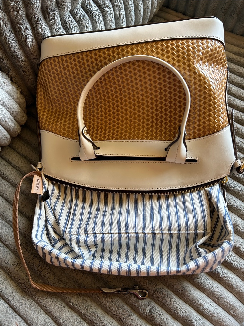 Dooney & Bourke 1975 Beacon Collection Woven Domed Satchel NWOT White Leather - Picture 10 of 16